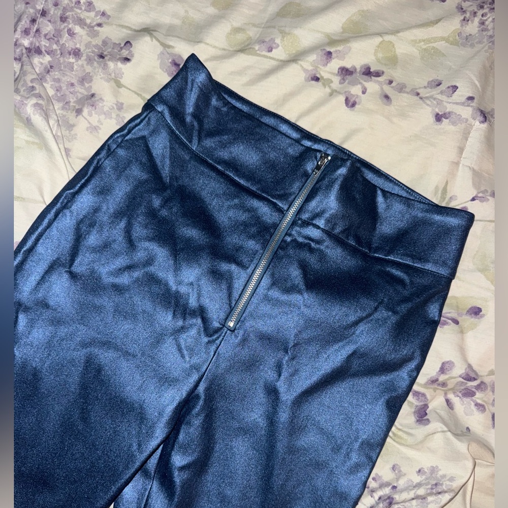 SHEIN Metallic Navy Leggings - Picture 2 of 4